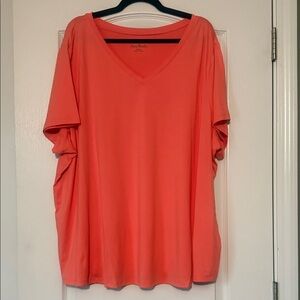 AnyBody Loungewear Coral V-Neck Short Sleeve Tee and Pants Set Size 4X